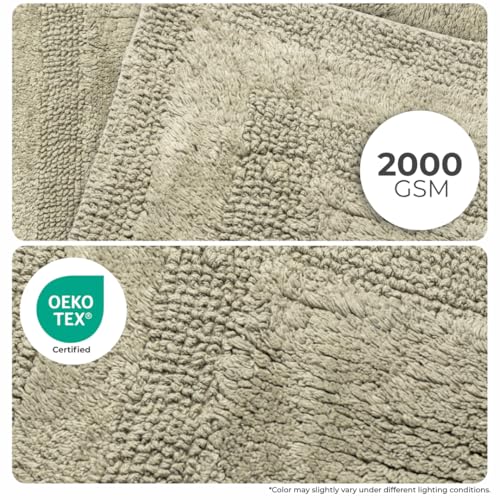 Akiko 100% Cotton Bath Mat, Soft Plush Reversible Bathroom Rug 20x32 Green | Bath Mats for Bathroom Absorbent Quick Dry Anti-Skid Machine Washable Bath Mats for Bathroom Shower Bathtub - color: Sage Green