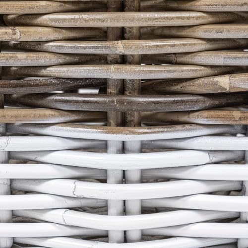 happimess Ternion 3-Piece Nesting Rattan Storage Baskets, Kubu Gray/White | Hand-Woven Wicker Containers With Handles, 27"H Two-Tone Cylindrical Bohemian Decor For Living Room Laundry Room Bedroom