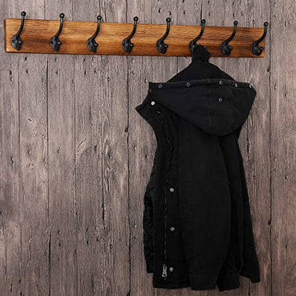 WEBI Rustic Coat Rack Wall Mount,35.43" Long 8 Cast Iron Coat Hooks Wall Mounted,Heavy Duty Wall Coat Hanger Hooks for Hanging Jacket,Clothes,Brown - color: Brown, size: 35 Inch