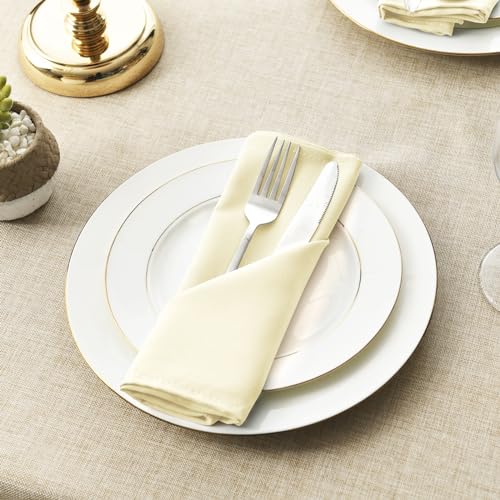 Cloth Napkins Set of 6, 18 x 18 Inch, Washable Champagne Dinner Napkins with Hemmed Edges for Restaurant, Wedding and Holiday - color: Champagne, size: 18" x 18" (Set of 6)