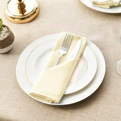 Cloth Napkins Set of 6, 18 x 18 Inch, Washable Champagne Dinner Napkins with Hemmed Edges for Restaurant, Wedding and Holiday - color: Champagne, size: 18" x 18" (Set of 6)