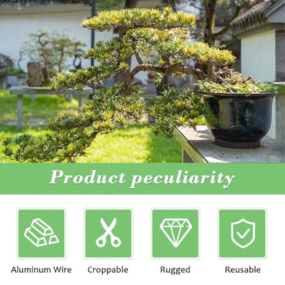 Tree Training Wire Kit - 5 Rolls (164ft),Bonsai Training Wires with Wire-Cutter,Aluminum Wires Bonsais Tool Kit, Bonsai Accessories for Bonsais Trees Indoor Garden DIY Tools