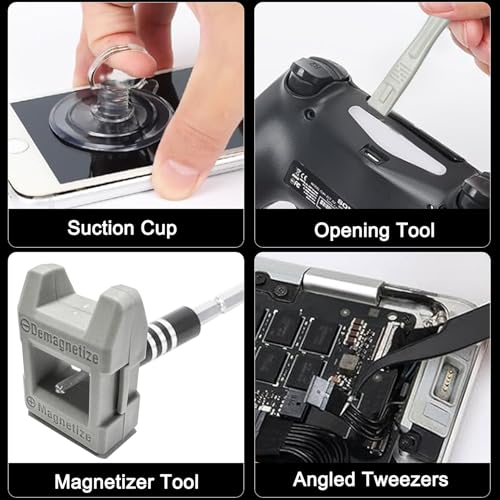 115-in-1 Precision Screwdriver Sets, Professional Repair Tool Kit with Flat Head & Multiple Bits for Electronics, Phone, Watch, Glasses, Automotive Maintenance - Non-Slip Handle & Tweezers - size: 115-in-1