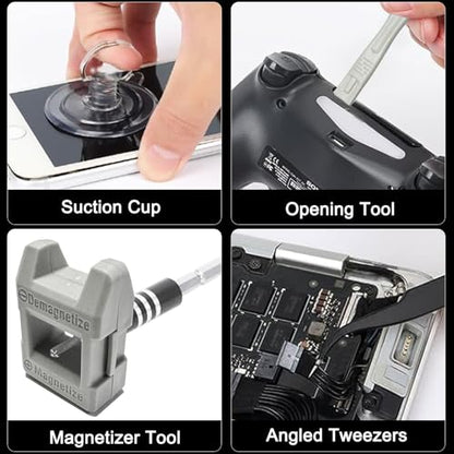 115-in-1 Precision Screwdriver Sets, Professional Repair Tool Kit with Flat Head & Multiple Bits for Electronics, Phone, Watch, Glasses, Automotive Maintenance - Non-Slip Handle & Tweezers - size: 115-in-1