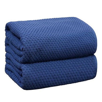 COTTON CRAFT Euro Spa Waffle Weave Bath Sheets - Set of 2 Blue Towel Sheets | Pure 100% Ringspun Cotton Oversized Luxurious Towel Set - Soft Plush Super Absorbent Low Lint Quick Dry - 35 x 70 inches - color: Blue, size: 2 Pack Bath Sheet