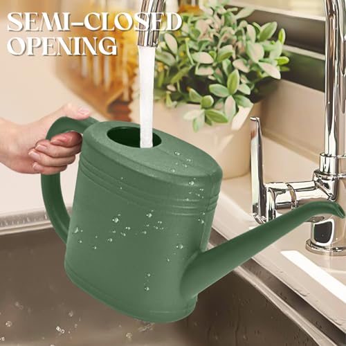 Hand Plastic Watering Can for Home Plant Garden - with Long Stem - 1/4 Gallon - Green - color: Green