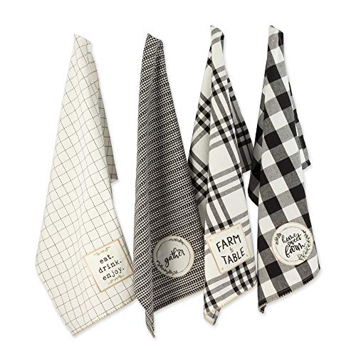 DII Home Sweet Farmhouse Kitchen Collection, Dishtowel Set, 18x28, Black, 4 Count - color: Black, size: Dishtowel Set, 18x28"
