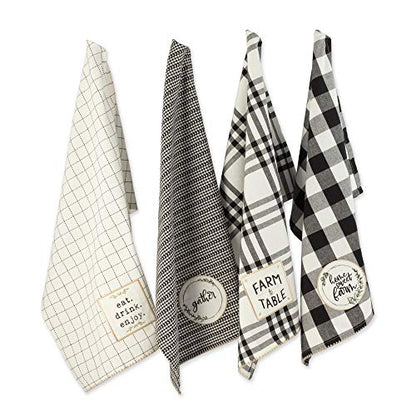 DII Home Sweet Farmhouse Kitchen Collection, Dishtowel Set, 18x28, Black, 4 Count - color: Black, size: Dishtowel Set, 18x28"