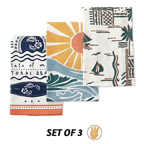 Folkulture Cute Kitchen Towels - Summer Kitchen Towels with Hanging Loop | 100% Cotton, Machine Washable, Tea Towels for Dying Dish Kitchen Essentials, Housewarming Gifts New Home, 20 X 26 Inch - color: Aloha