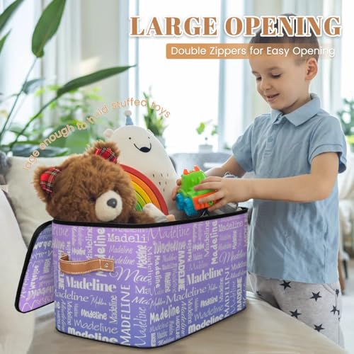 Custom Storage Basket with Name, Personalized Keepsake Box, Purple | Foldable Fabric Gradient Large Memory Bin with Handle Lid Lightweight Waterproof Dustproof, 14"L x 10.2"W x 10.4"H - color: Option 23