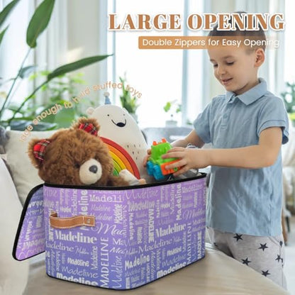 Custom Storage Basket with Name, Personalized Keepsake Box, Purple | Foldable Fabric Gradient Large Memory Bin with Handle Lid Lightweight Waterproof Dustproof, 14"L x 10.2"W x 10.4"H - color: Option 23