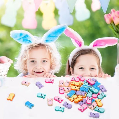 JUNEBRUSHS Easter Decorations, 50 Pcs Tiny Easter Rabbits Resin Rabbits Flat Easter Rabbits Mini Rabbit Figurines Easter Egg Fillers for Easter Crafts Home Table Decor - style: Easter Style