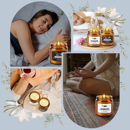 2 Pack Scented Candles Set|7 oz.Sleep Sweet Dream with Lavender,Geranium and Patchouli, Deep Sleep with Lavender,Chamomile Aromatherapy Candle,Long Lasting Time,Perfect Home Gifts for Men,Women | Lavender, Chamomile & Ylang-Ylang Natural Scented Candle Se