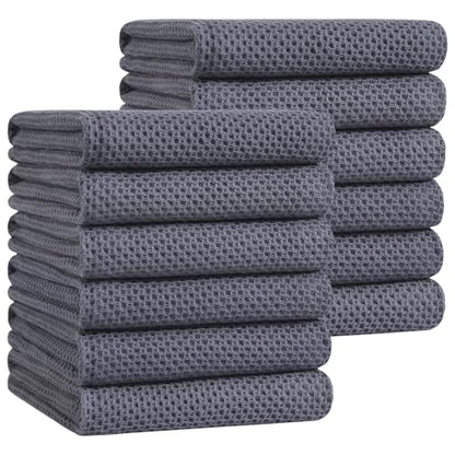 Homaxy 100% Cotton Oversized Waffle Weave Kitchen Towels 12-Pack, Dark Grey | 20 x 28 Inches, Ultra Soft Absorbent Dish Towels, Quick Drying Large Cleaning Towels - color: Dark Grey, size: 20 X 28 - 12 Pack
