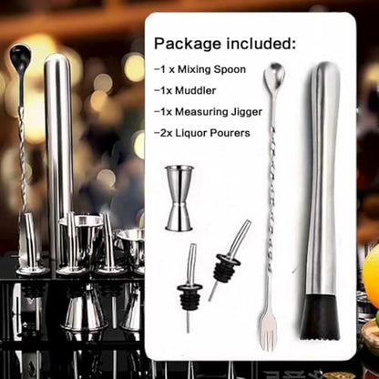 XDNOOK 5pcs Cocktail Shaker Set Bartender Kit,Professional Bar Set, Jigger,Mixer Spoon, Muddler, Liquor Pourers Ideal Bar Accessories for Home, Gift for Christmas, Birthday, Beginners