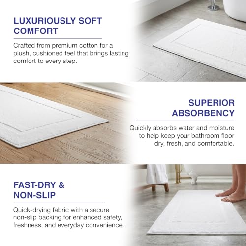 Soft and Absorbent White Bath Mat - Quick-Drying, Non-Slip Bathroom Rug with Plush Comfort for Spa-Like Feel - Durable and Machine Washable - (White, Bath Mat) - style: Bath Mat