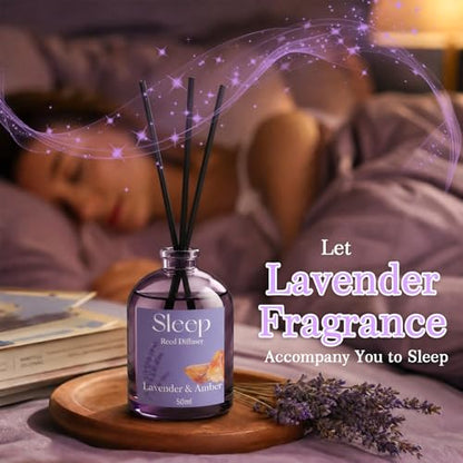 STRN Reed Diffuser Sets, 4 Lavender Scent Diffuser Summer Fragrance 200ML | Long-Lasting Geranium, Juniper, Vanilla, Amber Scents for Bedroom SPA Home - color: Purple 2