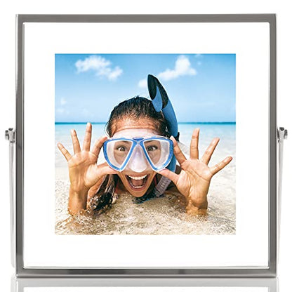 Lawrence Frames Metal Easel Float Picture Frame, 4x4, Silver - color: Silver, size: 4x4