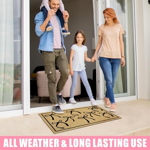 Black Bow Mat Cute Welcome Mat for Inside Outside Entrance Girl Bedroom Rug - color: Bows Black