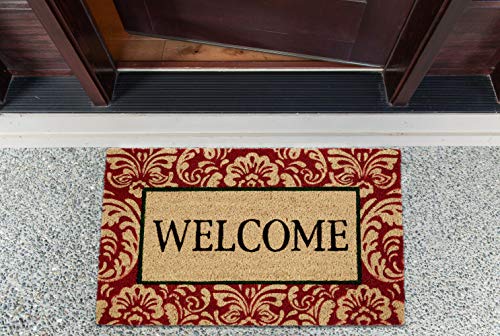 DII Natural Coir Doormat Outdoor Welcome Mat, 17x29, Damask - color: Damask