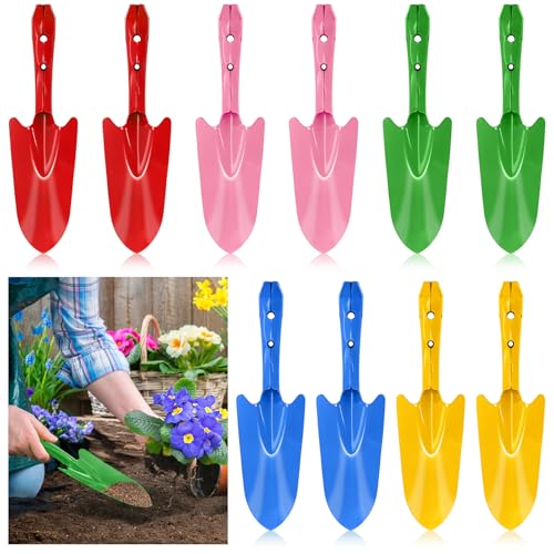 Nicunom 10 Pack Colorful Metal Hand Shovels, Garden Trowel Set Small Gardening Hand Tools for Soil Planting Digging Transplanting, 5 Colors