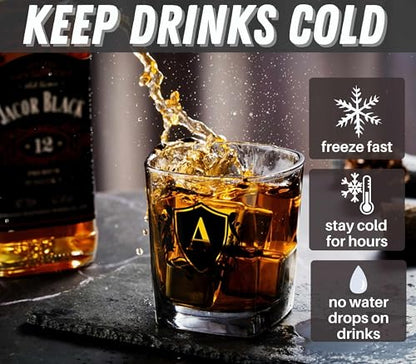 Whisky Gifts for Men, Personalized Initial Whiskey Glass with Whiskey Stones for Dad, Boyfriend, Best Friends, Coworkers, Husband, Brother, Uncle and Boss on Father's Day, Boss Day and Birthday - L - color: L