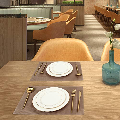 DACHUI Placemats Set of 6, Washable & Durable Stylish Woven Place Mats - color: Champagne, size: 6PCS
