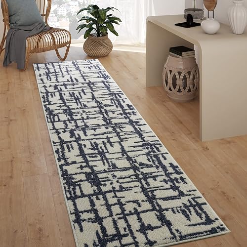Hallway Runner Rug Non Slip Rubber Backing, 26 inch x 6 ft, Abstract Cream, Heavy Duty Berber Style Carpet Runner for Entryway, Kitchen, Bathroom, Bedroom, Laundry Room. - color: Abstract Cream, size: 6 Foot Long Runner Rug
