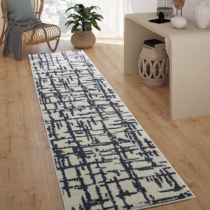 Hallway Runner Rug Non Slip Rubber Backing, 26 inch x 6 ft, Abstract Cream, Heavy Duty Berber Style Carpet Runner for Entryway, Kitchen, Bathroom, Bedroom, Laundry Room. - color: Abstract Cream, size: 6 Foot Long Runner Rug