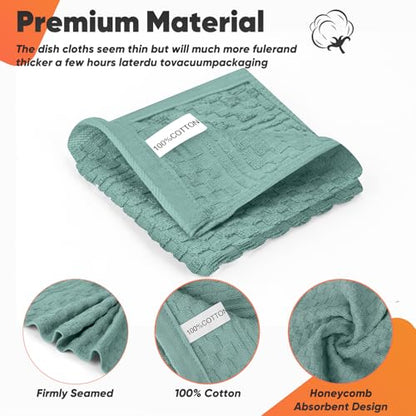 Oven Mitts Kitchen Towels and Dishcloths with Pot Holders Sets, Oven Gloves Hot Pads 500°F Heat Resistant with Silicone Grip, Include 2 Cooking Gloves/2 Potholders/4 Kitchen Towels/4 Dish Towels - color: Mint Green