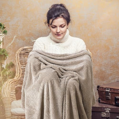 Newwiee 4 Pcs Fleece Throw Blanket, 3D Waffle Textured,Neutral Color | Soft Lightweight Set for Couch Bed Sofa, Warm Winter Throws, No Shedding Pilling, Flannel Waffle Texture, 50x60 Inch - color: Neutral Color
