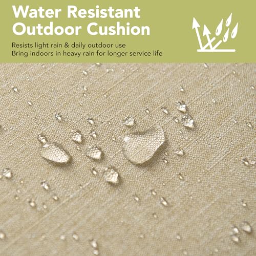 Outdoor Chair Cushions, Fade-Resistant & Water-Resistant, D Shaped Patio Furniture Seat Chair Pads Replacement with Ties, Non-Slip Bottom, Removable Cover, Set of 2, 18.5 x 16 Inch, Natural - color: Natural, size: 18.5" x 16" 2 Pack