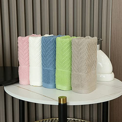 YiLUOMO Khaki Hand Towel 100% Cotton Ultra Soft Absorbent Terry Striped Weave Hand Towel Set for Bathroom 13" X 29", 2 Pack - color: Khaki