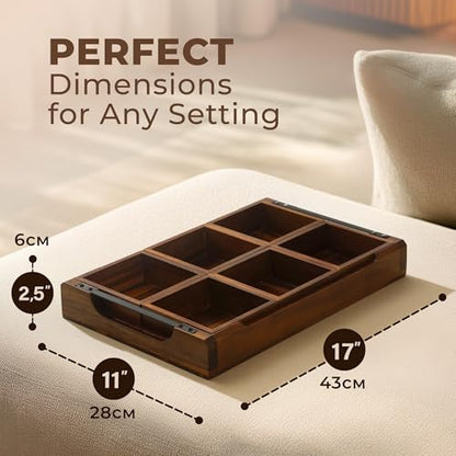 Modular Serving Tray - Acacia | Serving Platter Snack Tray | For Party Hosting - Trays for Serving Food, Charcuterie, Fruit Platter Tray for Parties, Appetizer Dishes & Dessert Trays