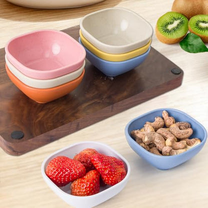 SHECIPIN 12 Pack Wheat Straw Soy Sauce Dishes, 4.5 OZ Small Dessert Bowls, Unbreakable Dipping Bowls, Small Bowls, Dipping Sauce Cups, Mini Prep Bowls, Dip Bowls for Side Dish (colorful - color: Multicolor