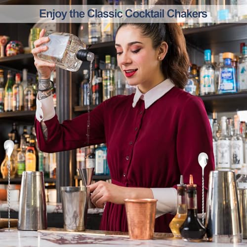 Mwellewm Cocktail Shaker Boston Shaker Set 15 Pcs Professional Bartender Kit Bar Shaker Stainless Steel Drink Shaker Bartending Martini Shaker Tin Mixed Alcohol Shaker Tool for Beginner(Silver) - color: Silver