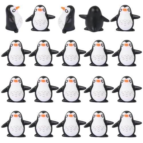 20Pcs Mini Penguin Figurines Resin Animal Statue Ornaments Tiny Potted Home Cake Decor DIY Crafts Accessories Garden Herd of Flat Back Cattle Fairy Outdoor Moss Micro Landscape Decoration