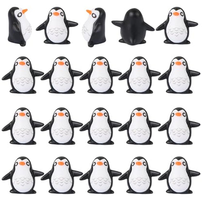 20Pcs Mini Penguin Figurines Resin Animal Statue Ornaments Tiny Potted Home Cake Decor DIY Crafts Accessories Garden Herd of Flat Back Cattle Fairy Outdoor Moss Micro Landscape Decoration