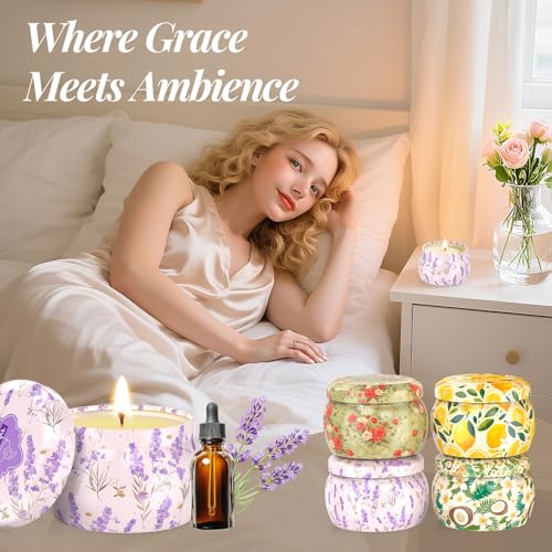 WarmEmbrace Scented Candles for Women, 4 Pack Soy Candle Set, 4.4OZ | Candles for Home Scented, Candle Gift Set for Women, Lavender/Coconut and Christmas Holiday Candles, Valentines Day Gifts