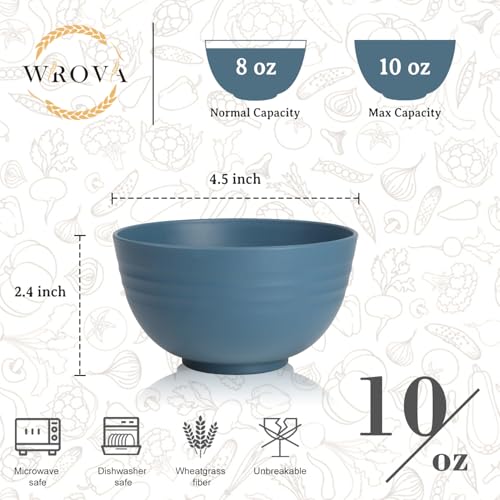 Small Bowls Microwave Safe,Wheat Straw Bowls Set of 6,10oz Blue Bowls | Snack Bowls Alternative Handy Plastic Bowls Reusable, Unbreakable Ice Cream Bowls for Snack, Candy, Dessert - color: Blue, size: 10oz