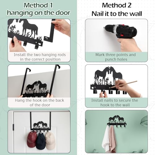 Reallnaive Horse Over the Door Hooks Bathroom Decor Hanger Wall Mount Rack Holder for Towel, Hat, Coat, Cloth, Keychain, Bag, Christmas Party Gift - style: Horse