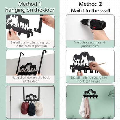 Reallnaive Horse Over the Door Hooks Bathroom Decor Hanger Wall Mount Rack Holder for Towel, Hat, Coat, Cloth, Keychain, Bag, Christmas Party Gift - style: Horse