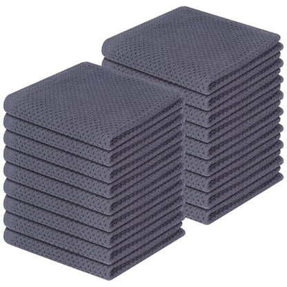 Homaxy 100% Cotton Waffle Weave Kitchen Dish Cloths 18-Pack, Dark Grey | 12 x 12 Inches, Ultra Soft Absorbent Dish Towels, Quick Drying Dish Rags with Hanging Loop - color: Dark Grey, size: 12 X 12 - 18 Pack