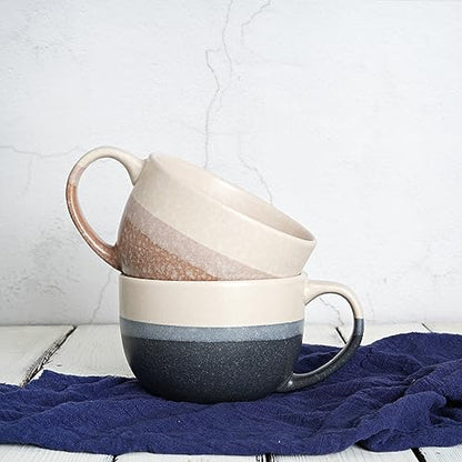 Ceramic Large Coffee Mug Set of 2, 23 Oz, Jumbo Mug Soup Bowls with Handles, Dishwasher and Microwave Safe (Multicolor) - color: Multicolor
