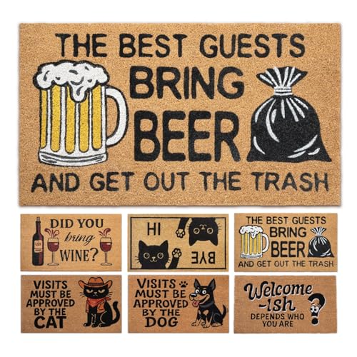 Coir Doormat Outdoor Entrance - The Best Guests Bring Beer - 17"x30" - Funny Door mats Outside - Welcome mat Funny - Indoor/Outdoor Doormat - color: Beer