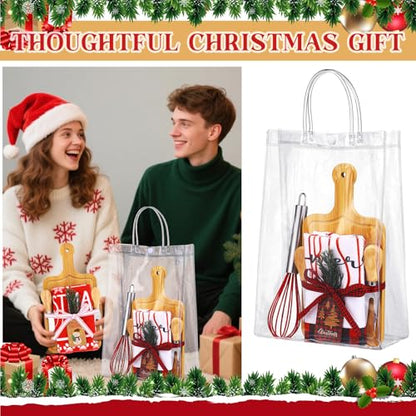 12 Set Christmas Charcuterie Board Gifts Bulk, Bamboo Mini Cheese Cutting Board Gifts with Spreader Knives Fork Towel Whisk for Xmas Gift Wedding Bridal Baby Shower (Long Handle,Light) - color: Light