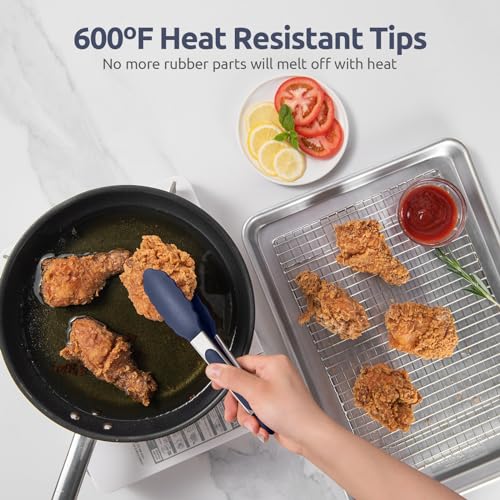 U-Taste 600ºF High Heat 7in Silicone Kitchen Tong and 600ºF Heat Resistat Spatula Spoon Flexible Silicone Cooking Scoop Spoonula (Midnight Blue)