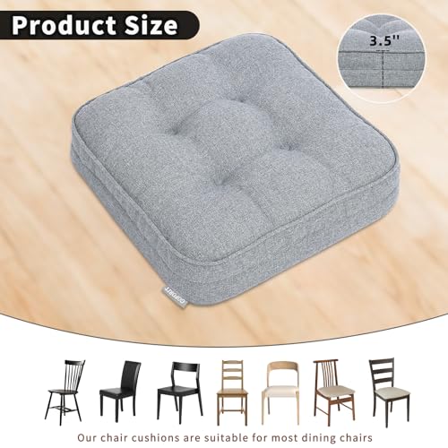 GOFORIT Memory Foam Seat Cushion，Kitchen Chair Cushions for Dining Chairs,Non-Slip Chair Pads with Removable Cover, 16'' x 16'', Grey - color: Grey