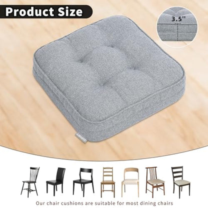GOFORIT Memory Foam Seat Cushion，Kitchen Chair Cushions for Dining Chairs,Non-Slip Chair Pads with Removable Cover, 16'' x 16'', Grey - color: Grey