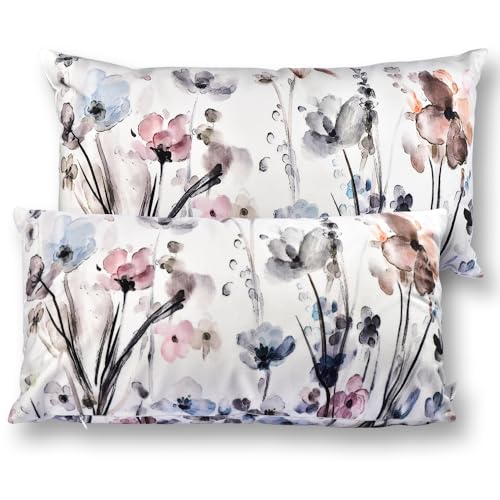 Flower Lumber Throw Pillow Covers 12x20 Set of 2, Flowers Pillow Cushion Cases, Modern Decorative Square Pillowcases for Sofa Couch Bedroom Living Room Car Seat - color: Flower, size: 20" x 12" (Pack of 2)